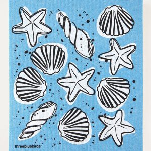 Seashells on Blue Swedish Dishc