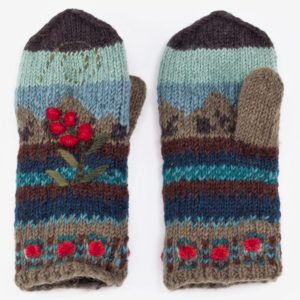 Chloe Wool Knit Mittens-Blue