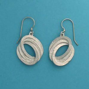 Overlap Loop Pewter Earrings