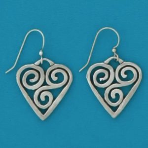 Scrolled Heart Pewter Earrings