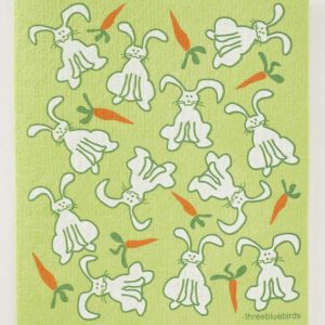 Bunnies on Gr Swedish Dishcloth