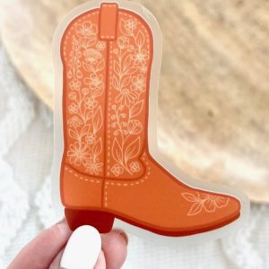 Clear Cowboy Boot Sticker, 3.25