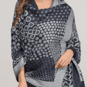 Wool/Cotton Shawl-Black Circle