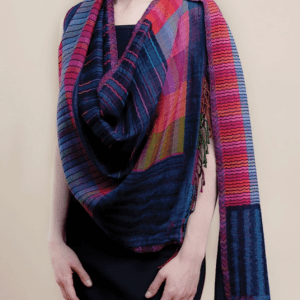 Wool/Cotton Shawl-Blue Multi