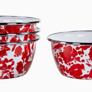 Set of 4 Red Swirl Salad Bowls