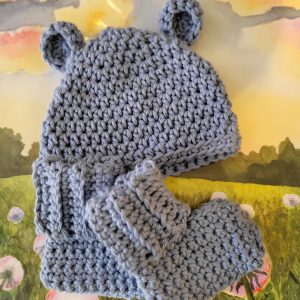 0-3 Hat & Booties-Blue