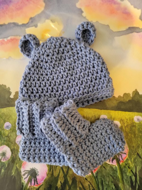 0-3 Hat & Booties-Blue