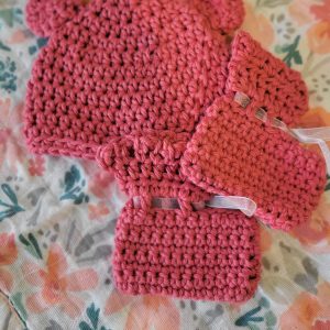 0-3 Hat & Booties-Pink