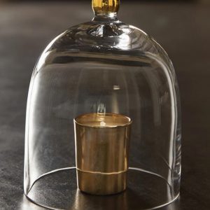 Glass Cloche with Gold Knob
