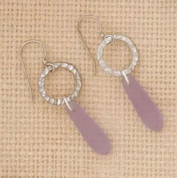 Lavender Drop Pewter Earring