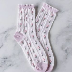 Pastel Color Floral Pink Sox
