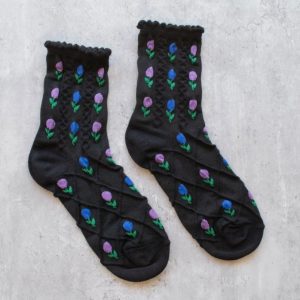 Tulip Flower Black Sox