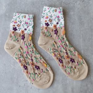 Floral 2 Tone Taupe Sox