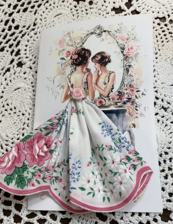 Lady in the Mirror Hankie Card