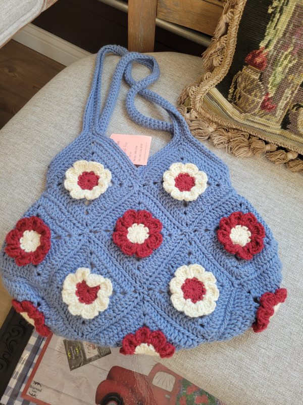 Crochet Rosette Bag-Periwinkle