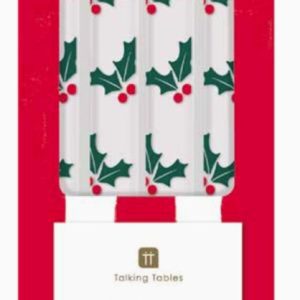 Holly Christmas Taper Candles