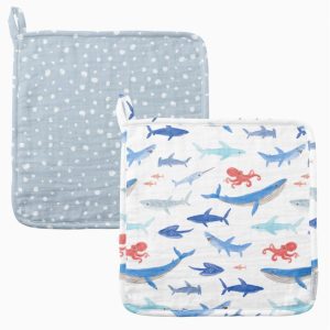 Muslin Washcloth Set-Shark