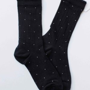 Frill Edge Polka Dot Sock Black