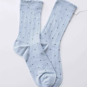 Frill Edge Polka Dot Sock Blue