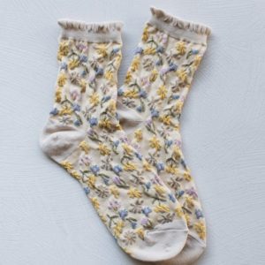 Love Floral Casual Socks Beige