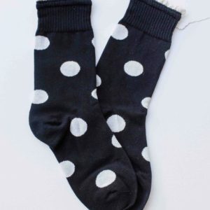 Polka Dot Ruffle Trim Sox Black