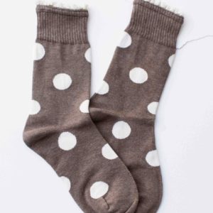 Polka Dot Ruffle Trim Sox Brown