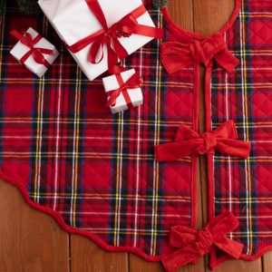 Red Plaid Quilted Tree Skirt