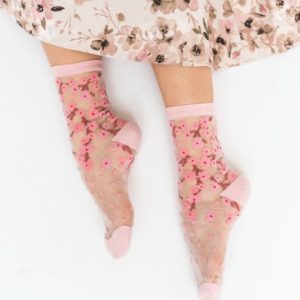 Cherry Blossom Sheer Crew Sock