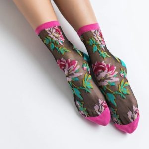 English Rose Black Sheer Crew