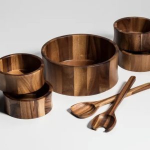 7 Pc Large Salad Bowl W Servers