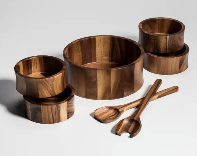 7 Pc Large Salad Bowl W Servers