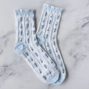 Pastel Color Floral Blue Sox