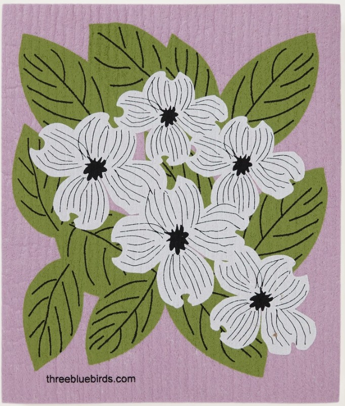 Dogwood on Rose Swedish Dishclo