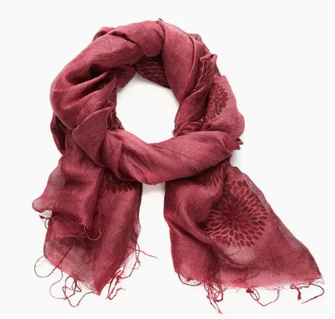 Cranberry Chrysanthemum Scarf