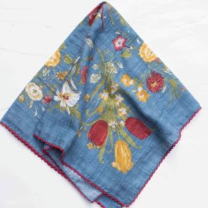 Cecilia Floral Scarf - Denim