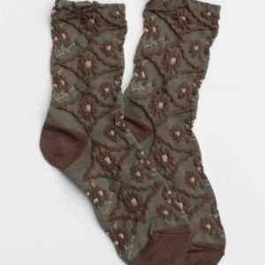 Women's Antique Floral Sox-oliv