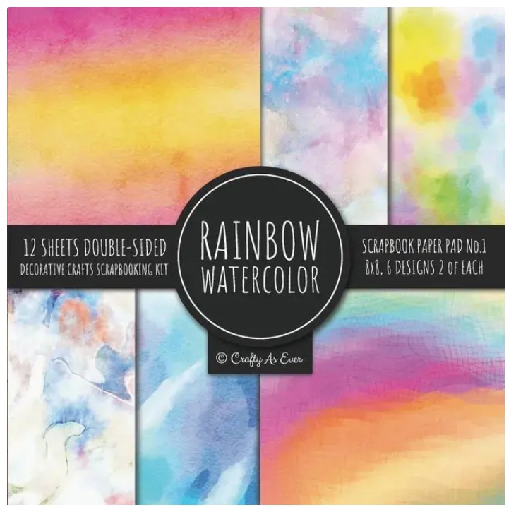 Rainbow Watercolor 8x8 Paper
