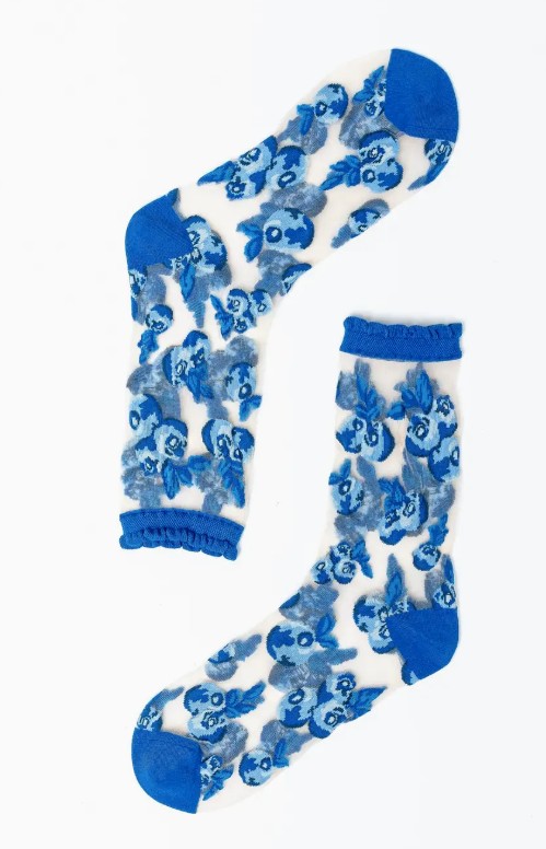 Blueberry Ruffle Sheer Crew