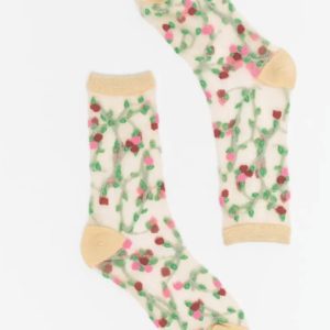 Sheer Rosettes Crew Sock