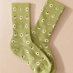 Daisy Dot Crew Socks-Green