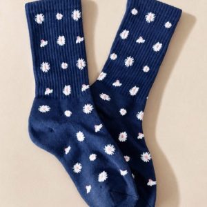 Daisy Dot Crew Socks-Blue