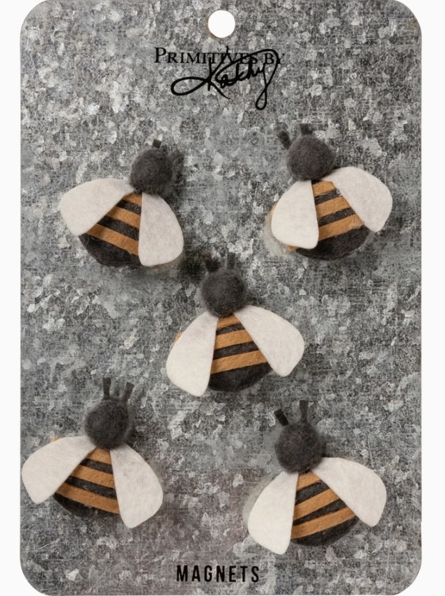 Felted Bees Magnet Set