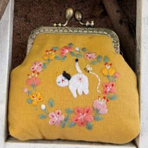 Cat Embroidered Coin Purse