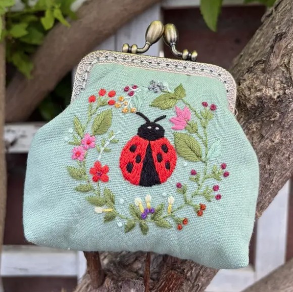 Ladybug Embroidered Coin Purse