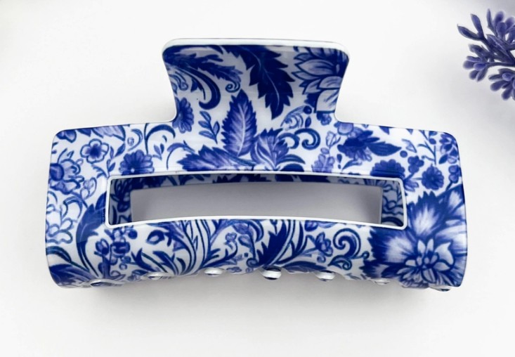 Blue & White Hair Claw Clip