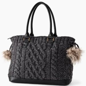 Cable Knit Wool/Leather Graphit