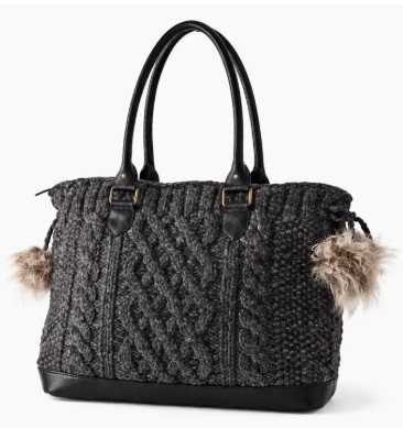 Cable Knit Wool/Leather Graphit